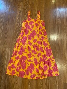 GAP Kids Bright Orange Dress with Pink Floral Print
